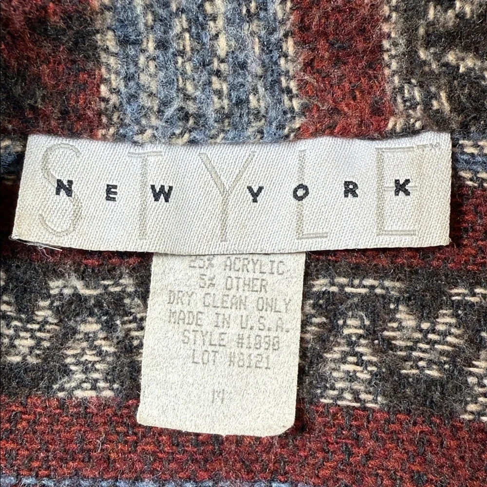 Style New York Vintage Southwestern Wool Blend Striped Jacket Womens 14 Large US - Picture 12 of 13